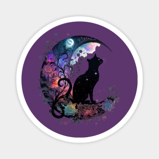 Mystical Black Cat & Moon Magnet